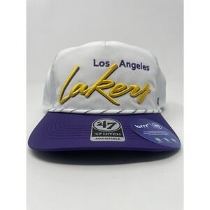 '47 Los Angeles Lakers Snapback Hat Hitch Adjustable Cap White Purple Gold New
